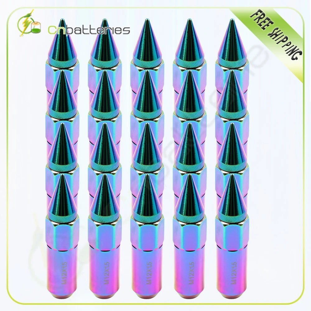 20x Aluminum Neo Chrome M12X1.7 Spike Tuner Extended Lug Nuts for Honda Civic