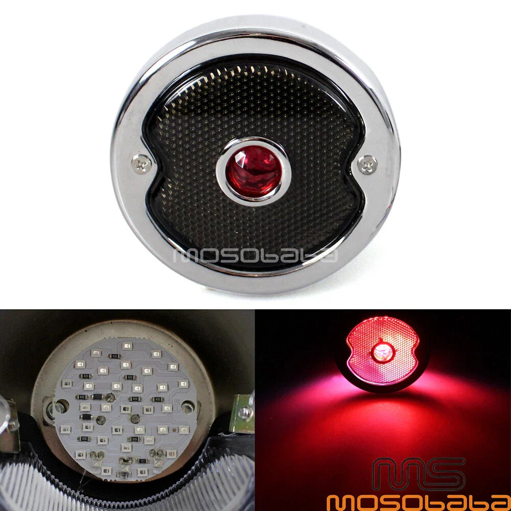Chrome Retro LED Brake Tail Light for Chopper Cafe Racer Custom Style