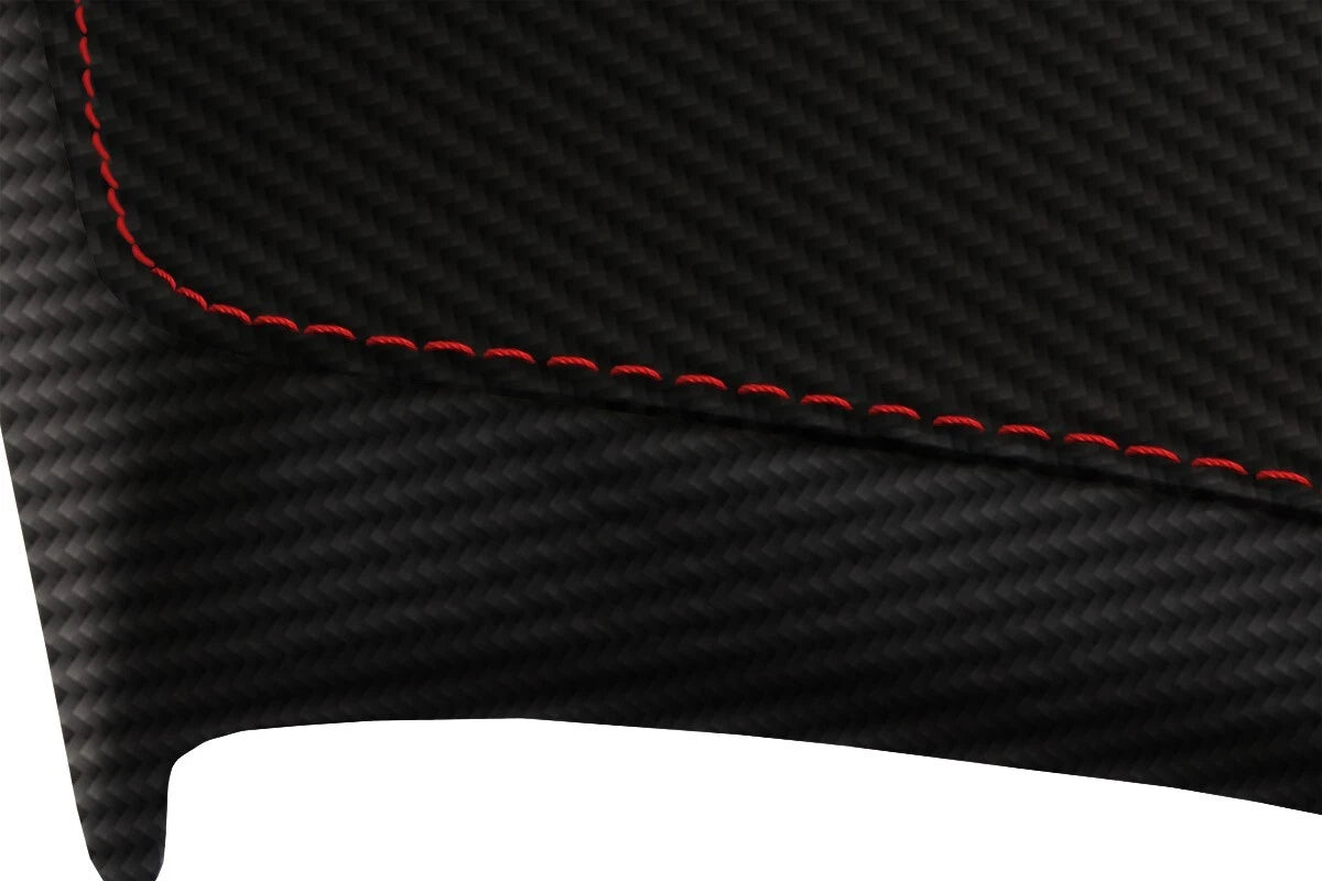 Console Lid Armrest Cover for Cadillac CTS (2015–2019) Carbon Fiber Red Stitch