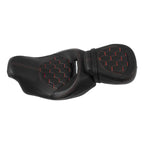 Black Driver Passenger Seat Red Stitching for Harley Touring CVO (2009-2023)