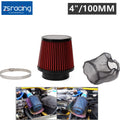 4" High Flow Air Intake Dry Filter with Cone Cover for Racing Vehicles