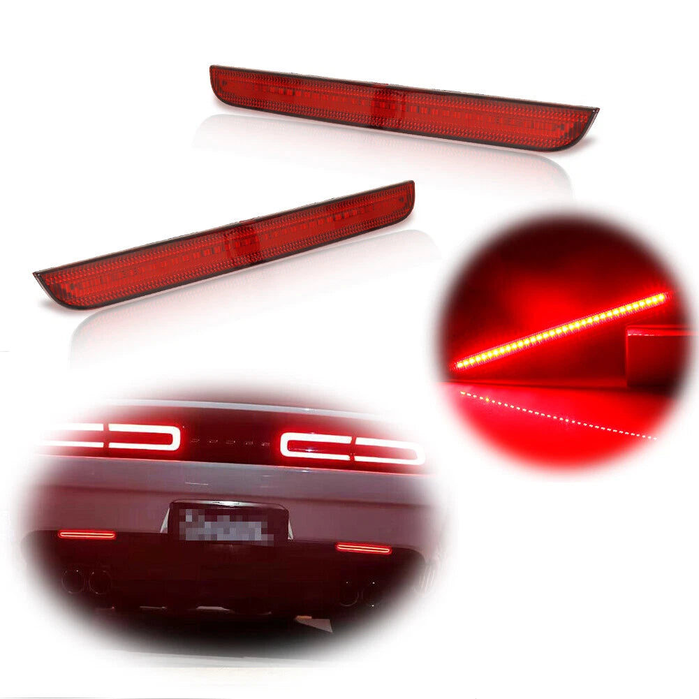 Rear Bumper Red Lens Reflector Brake Parking Lights for Dodge Challenger