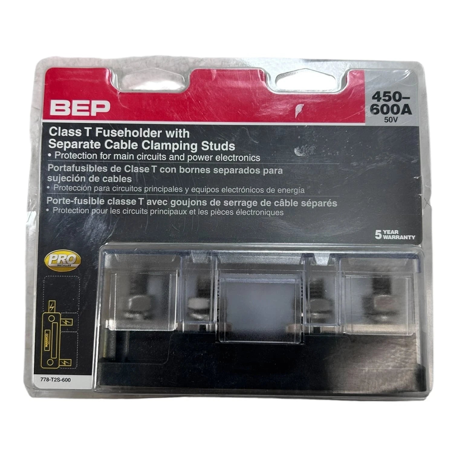 Class T Fuseholder BEP 778-T2S-600 for 450-600A 50V Systems