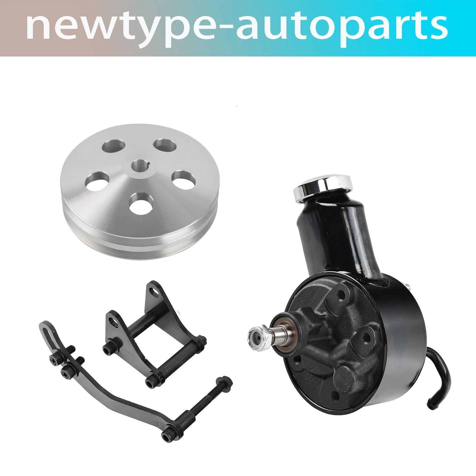Saginaw Power Steering Pump & Bracket 2 Groove Pulley for Chevy SBC 350 400 (1969–1986)