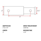Trailer Hitch Receiver Adapter for Universal Fit