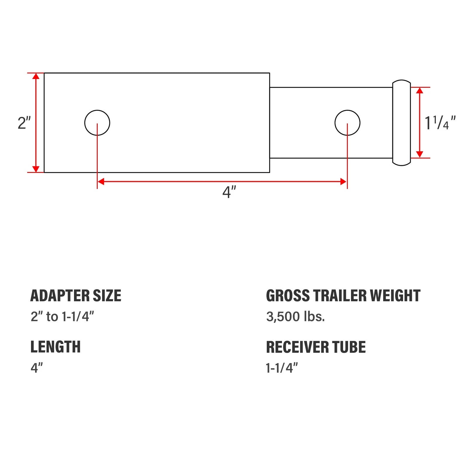 Trailer Hitch Receiver Adapter for Universal Fit