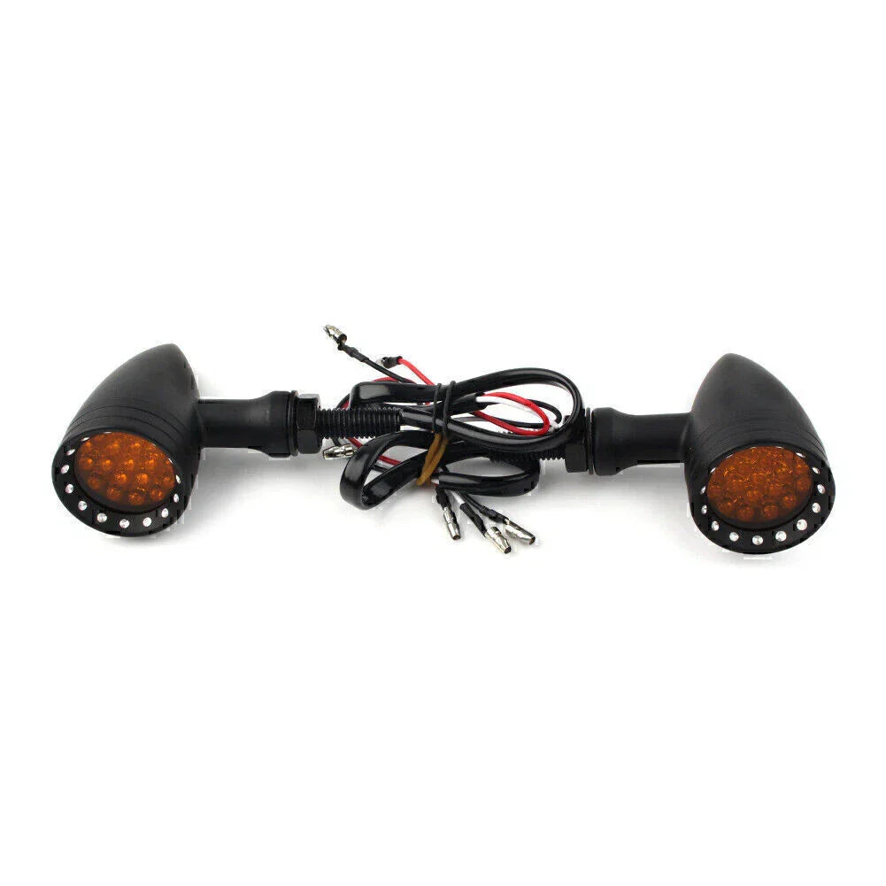 Black 10mm LED Turn Signal Lights Pair for Harley Honda