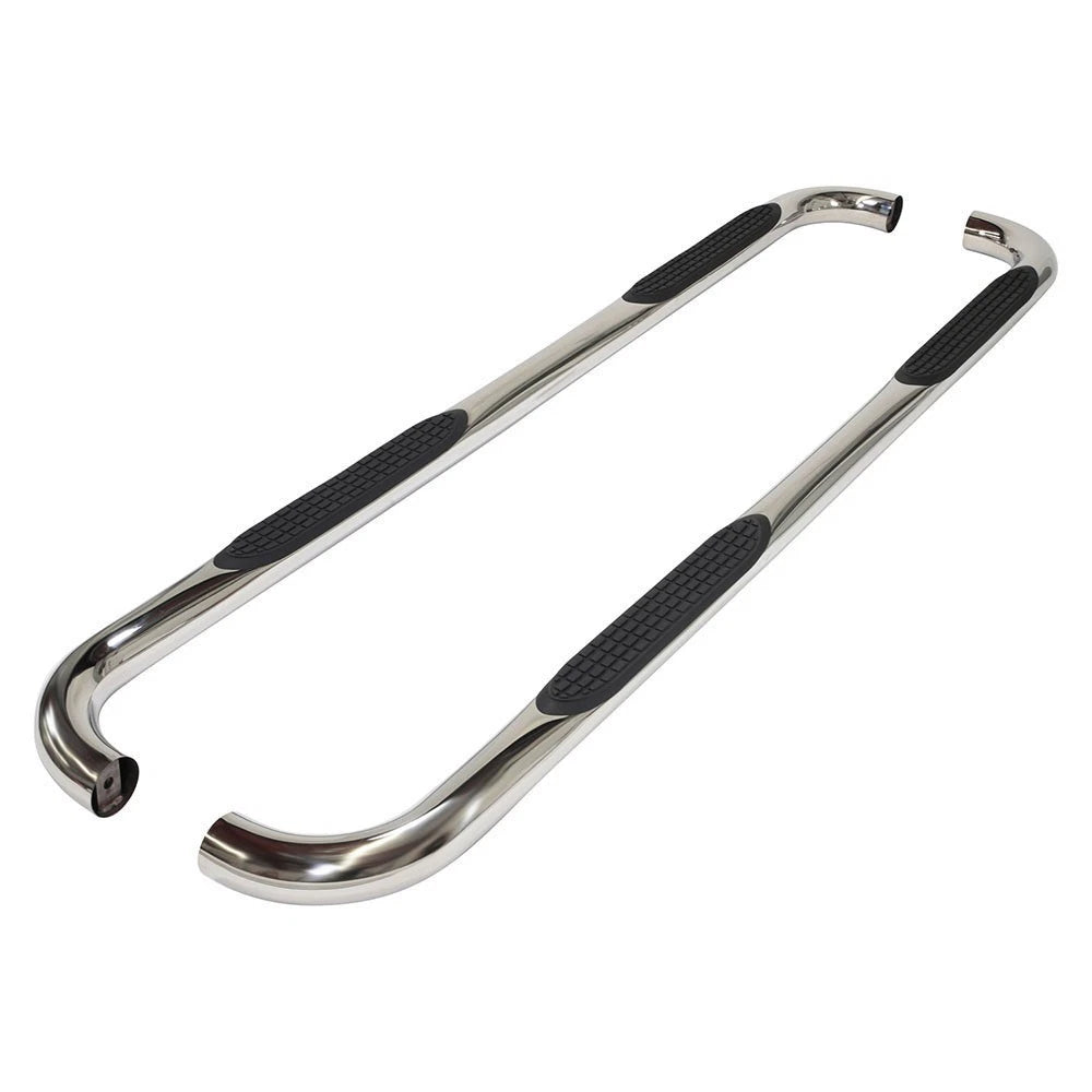 Polished 3in Round Bent w/2 Pads Step Nerf Bar for 2005-19 Frontier/Equator Crew