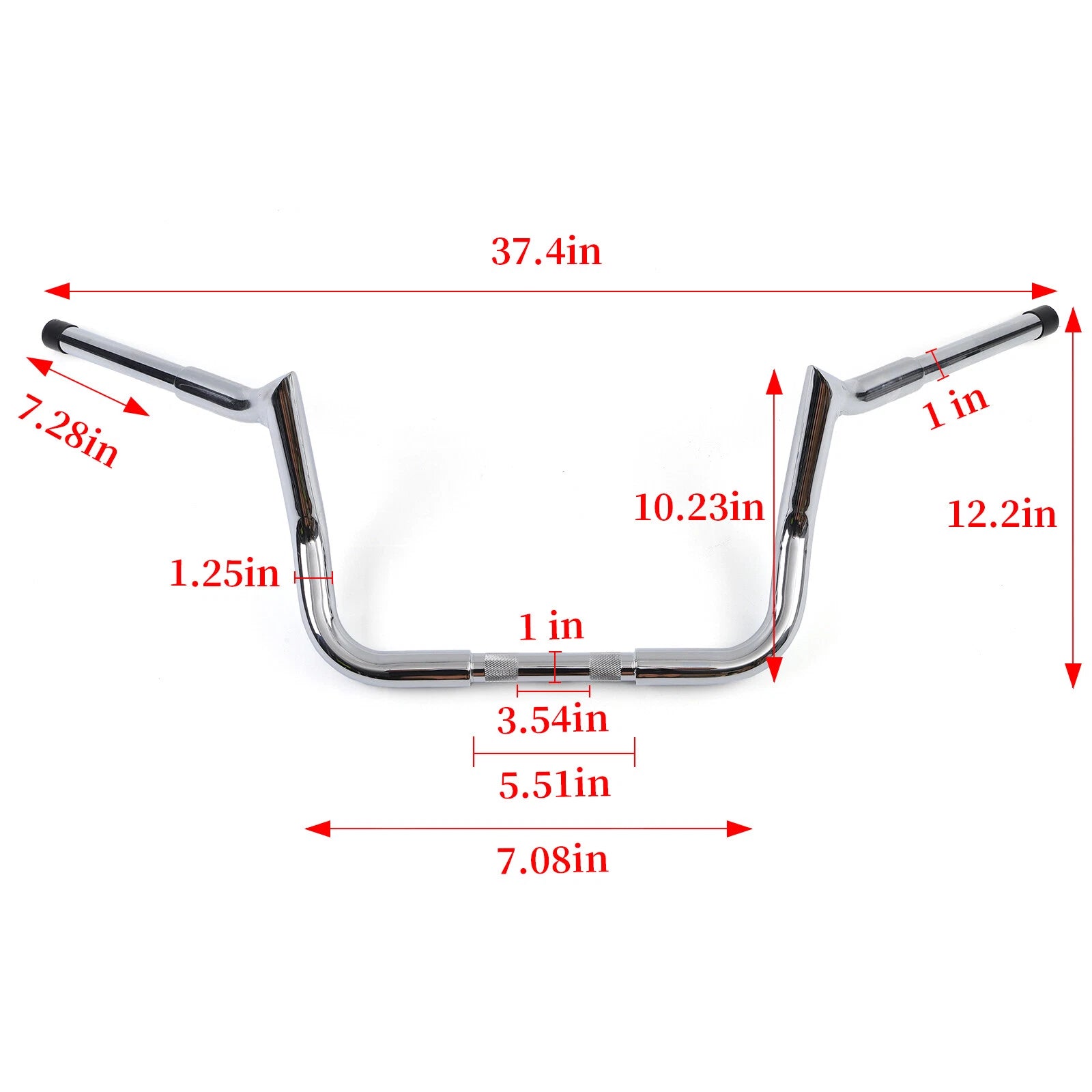10" Meathook Ape Hanger Handlebars for Harley Touring Street Electra Glide