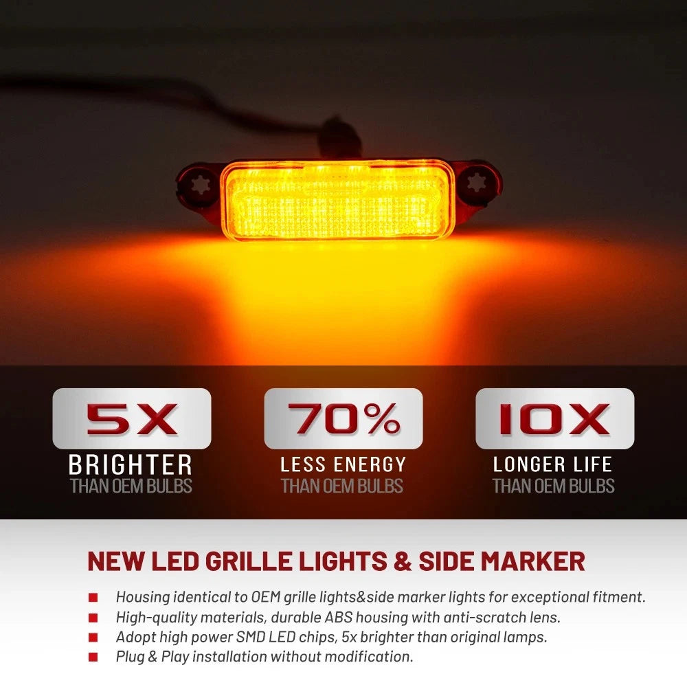 3X Clear Amber LED Hood Scoop Marker Lights for Dodge RAM 1500 TRX (2021–2025)