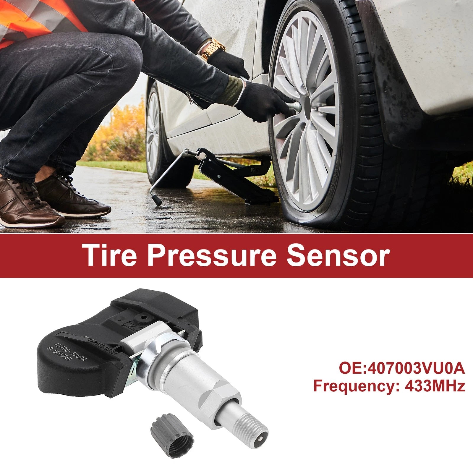 Tire Pressure Sensor for Nissan Rogue (2014–2016) 407003VU0A 433MHz