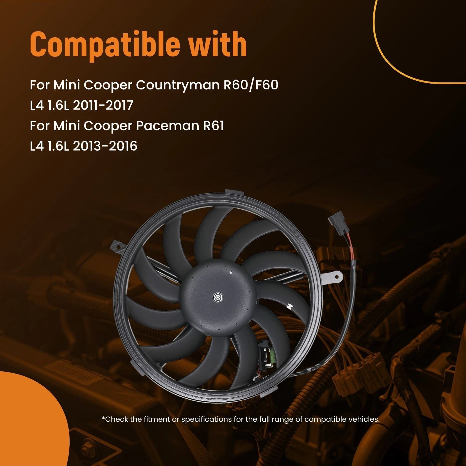 Cooling Fan for Mini Cooper Paceman R61 L4 1.6L Turbo (2013–2016) 17427535100