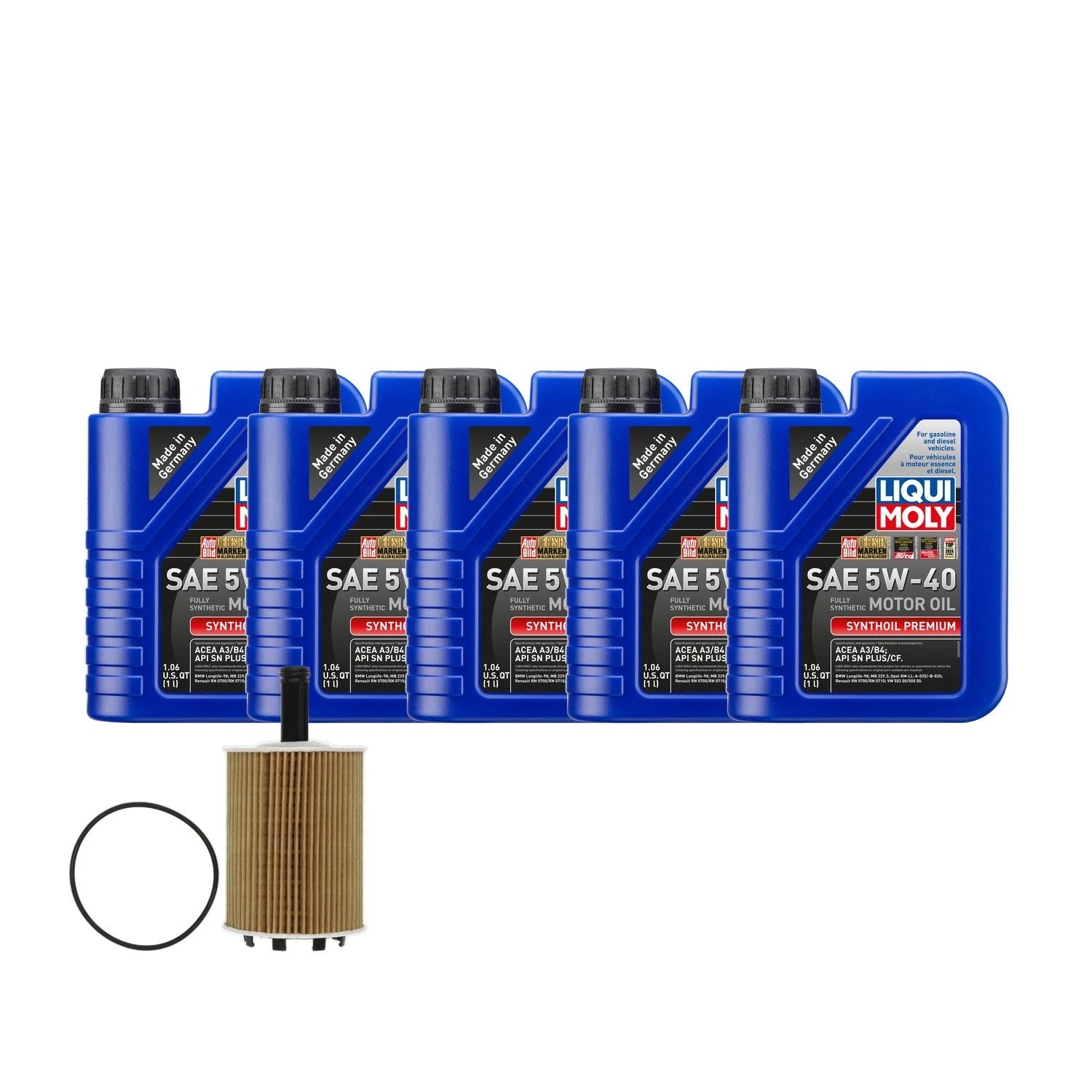 5L Liqui Moly Synthoil Premium SAE 5W40 Oil Change Kit for Audi CBFA/CCTA (2009–2015)