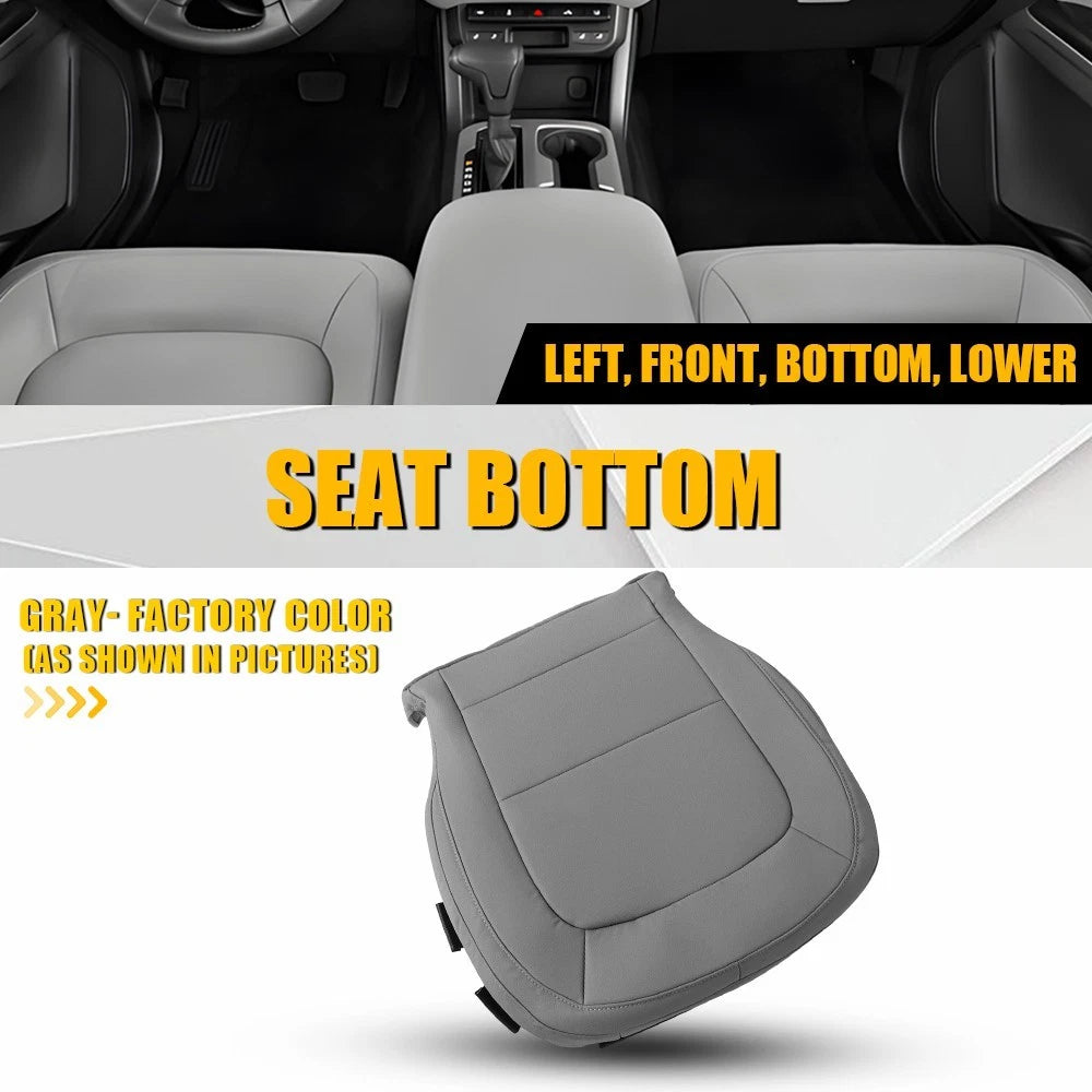 Front Left Bottom Leather Seat Cover for GMC Canyon (2015–2022) Gray EV