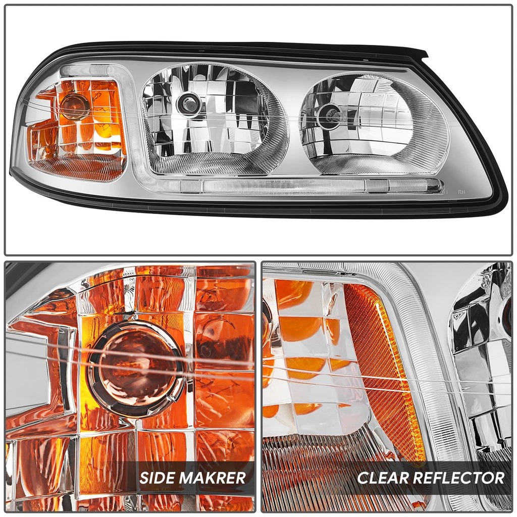LED DRL Headlight/Lamp for Chevy Impala (2000–2005) Chrome Housing Amber