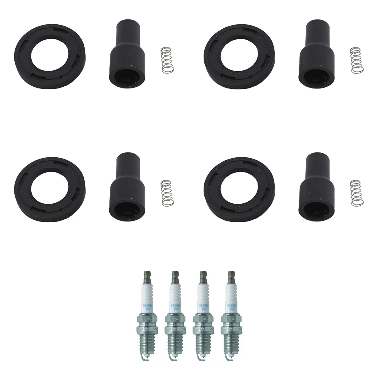 Set of 4 NGK Laser Platinum Spark Plugs & Coil Boots for Camry Highlander RAV4