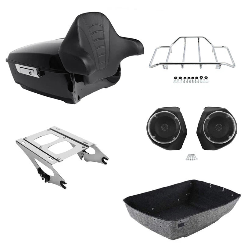 Trunk Backrest Pad Speakers Mount Rack for Harley Street Glide (2014–2026)