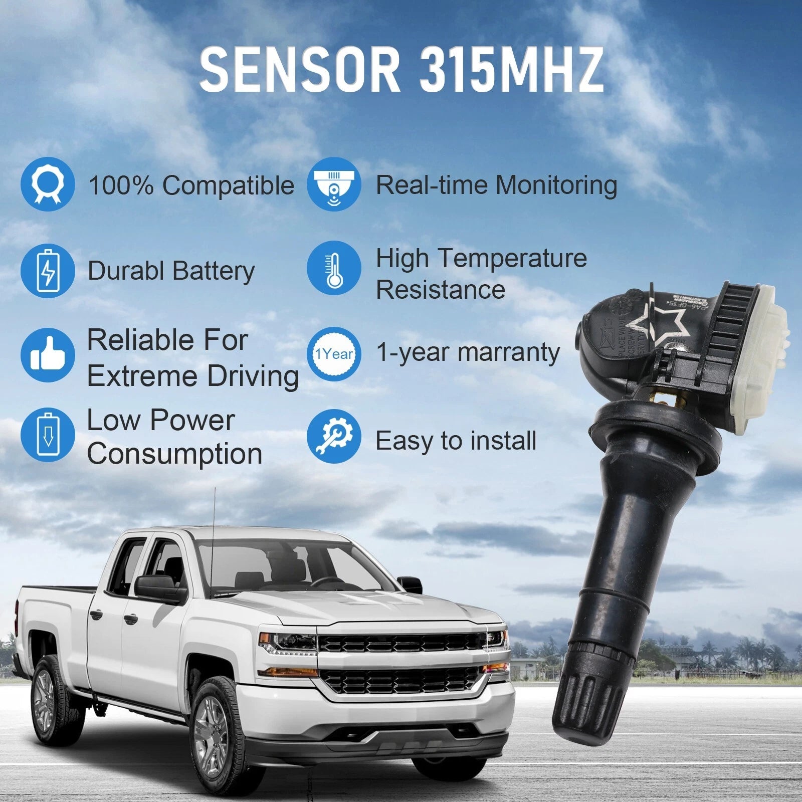 Set of 4 TPMS Tire Pressure Sensors for Buick Cadillac Chevrolet