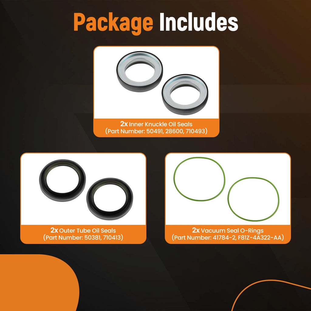 6PC Axle Vacuum Seal Set for Ford F250-F550 Super Duty (1998–2004)