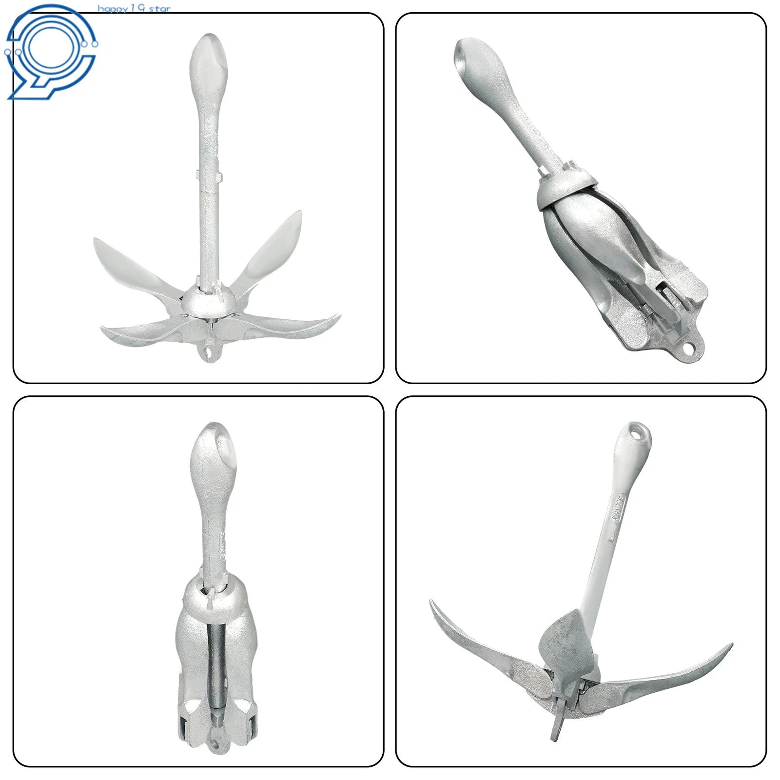 2X Silver Marine Kayak Folding Anchor Kit for PWC Canoe Jet Ski