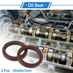 2X Oil Seal Rotary Shaft Seal for Various Models (35x45x7mm) FKM Rubber