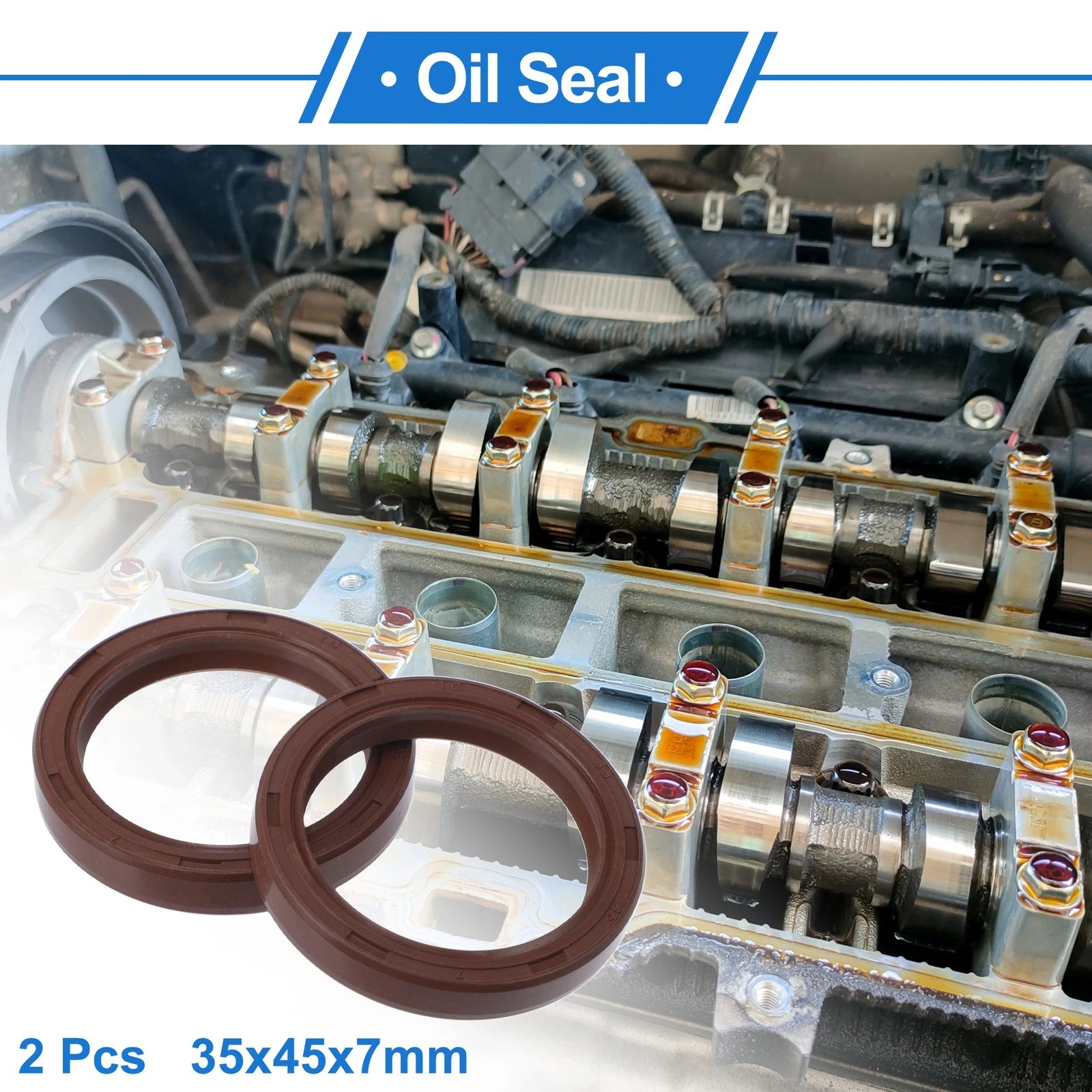 2X Oil Seal Rotary Shaft Seal for Various Models (35x45x7mm) FKM Rubber