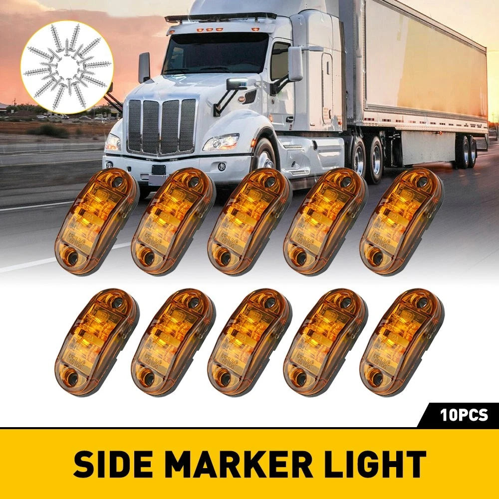 10x LED Marker Lights for Trailer Truck Oval Clearance (2.5") Amber Yellow