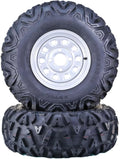 Set of 2 LIBRA ATV Tires & Wheels 26x12-12 6-Ply 4-110 PCD Silver Wheel-10314