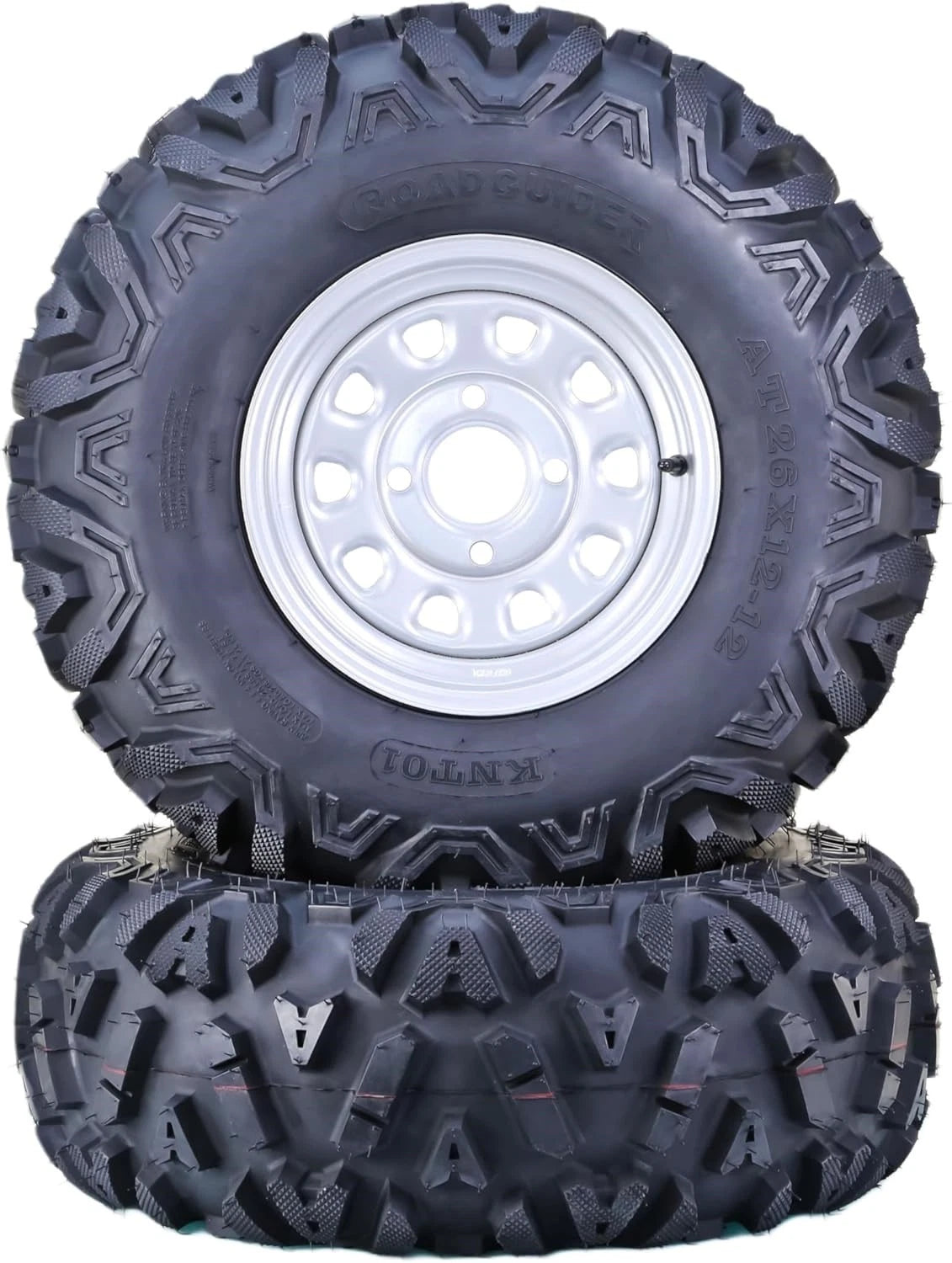 Set of 2 LIBRA ATV Tires & Wheels 26x12-12 6-Ply 4-110 PCD Silver Wheel-10314