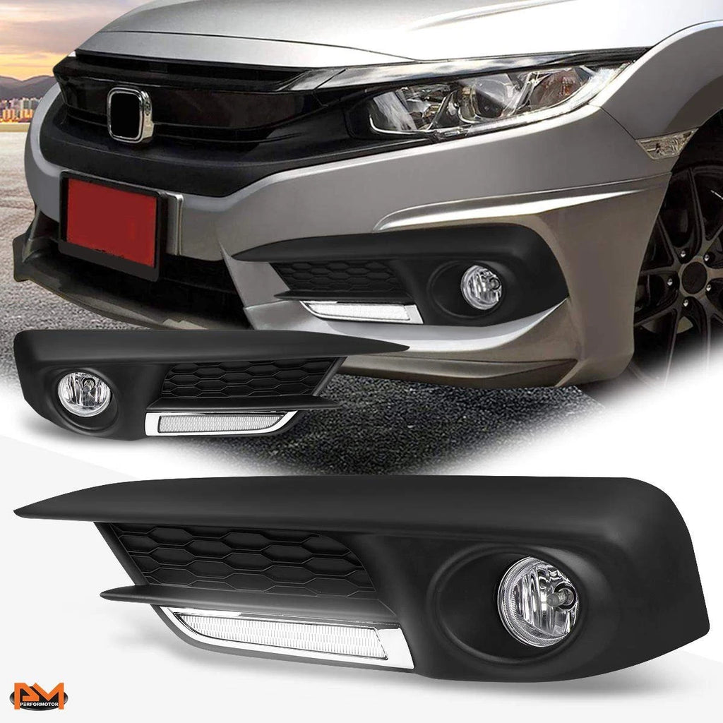 LED Fog Lights for Honda Civic FC/FK (2016–2017) - Clear Lens, Wiring, Switch