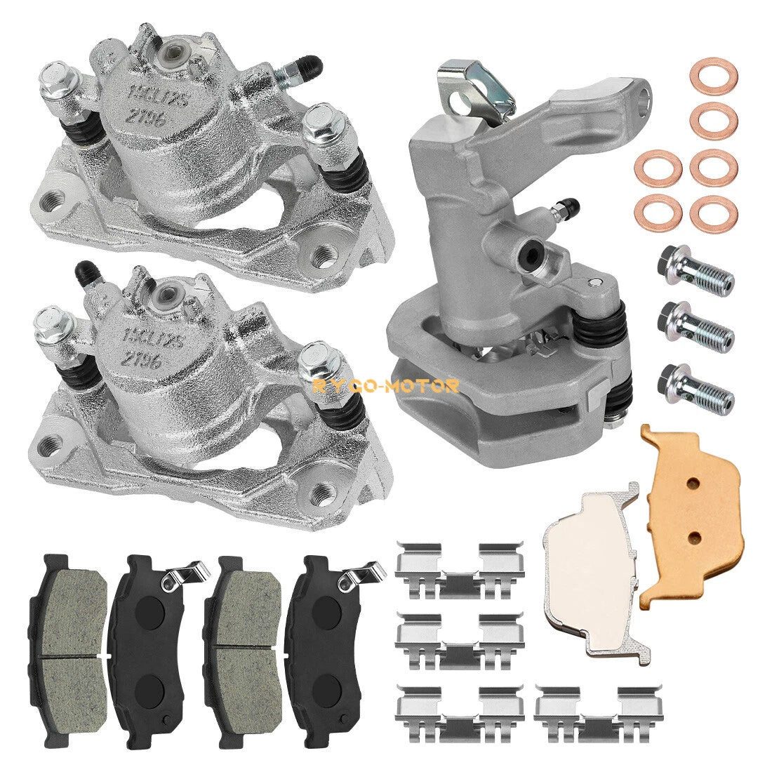 Front & Rear Brake Calipers w/Pads for Honda Pioneer 700 SXS700M2/M4 (2014–2023)