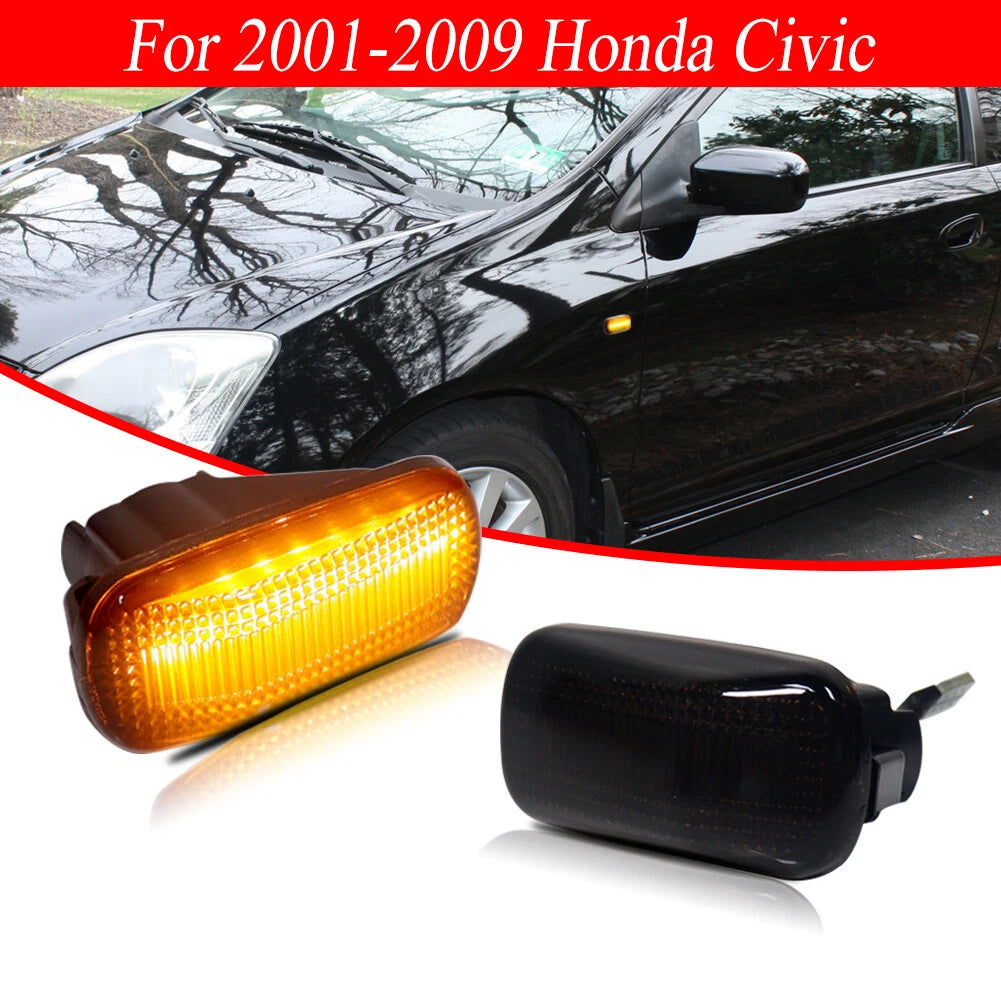 Sequential Amber LED Fender Side Marker Lights for Honda Civic, Acura RSX, Integra