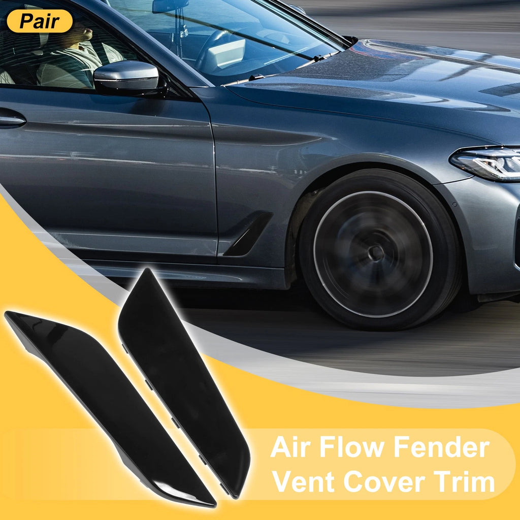 Air Flow Fender Vent Cover Trim for BMW 530e Sedan (2018–2023) Glossy Black 1 Pair