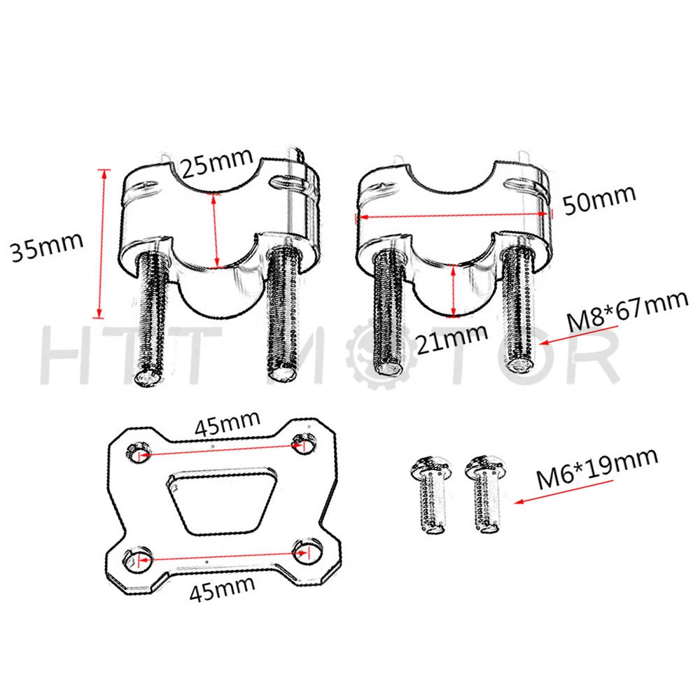25mm Handlebar Riser for Yamaha MT07 Tracer 700 (2014–2017)