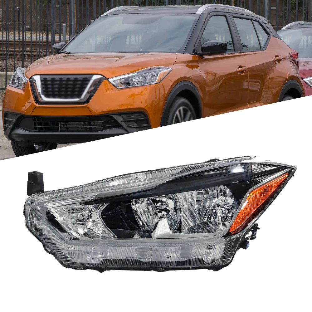 Left Headlight for Nissan Kicks (2018–2020) Chrome Halogen