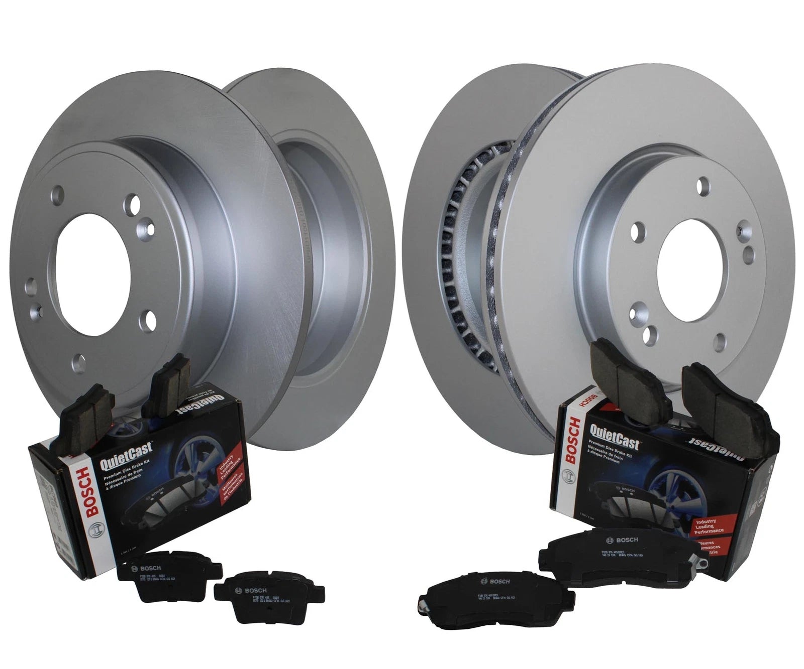 Front Rear Brake Kit Disc Rotors & Bosch Ceramic Pads for Hyundai Kia (L4 FWD)