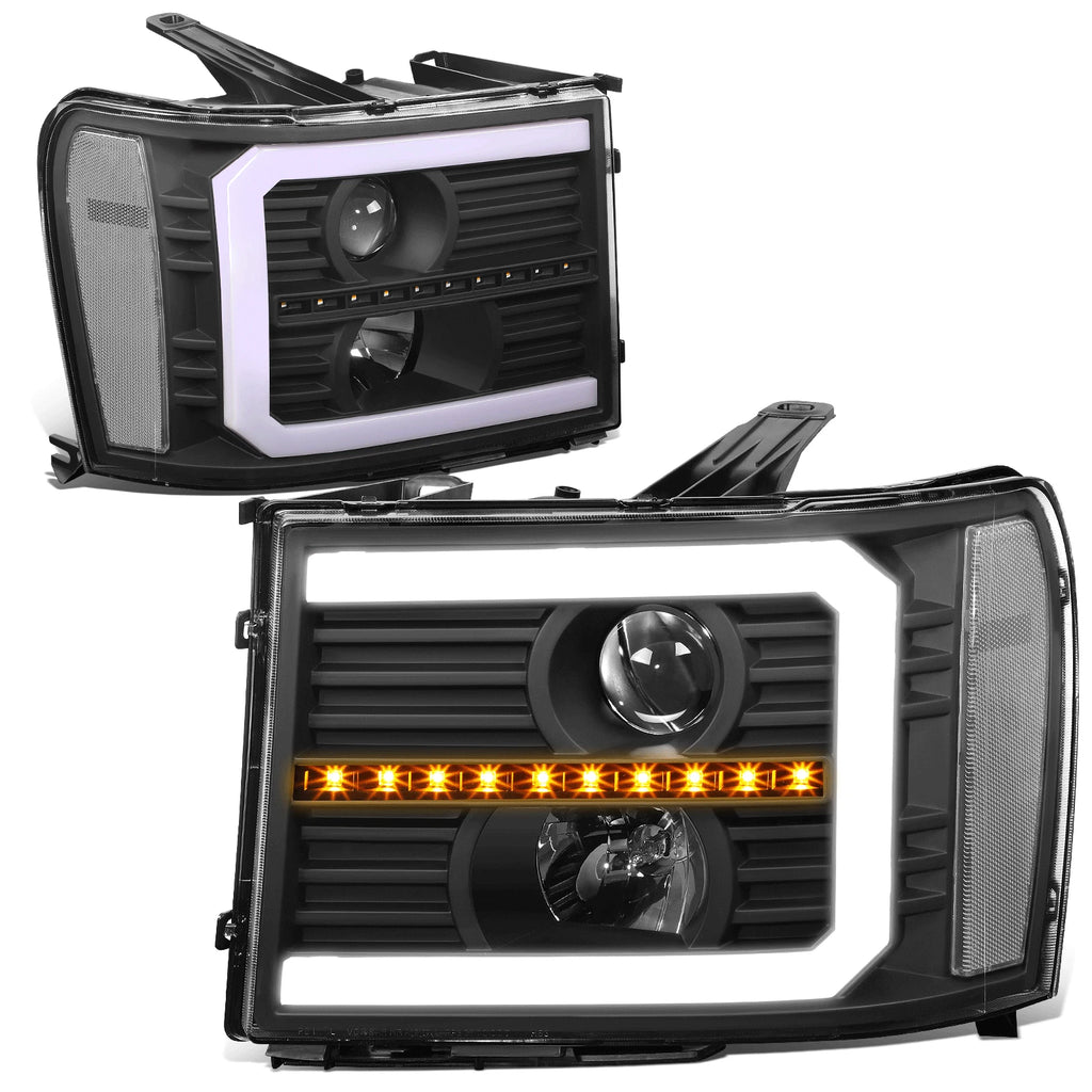 LED Projector Headlight Lamps for GMC Sierra (2007–2014) - Black