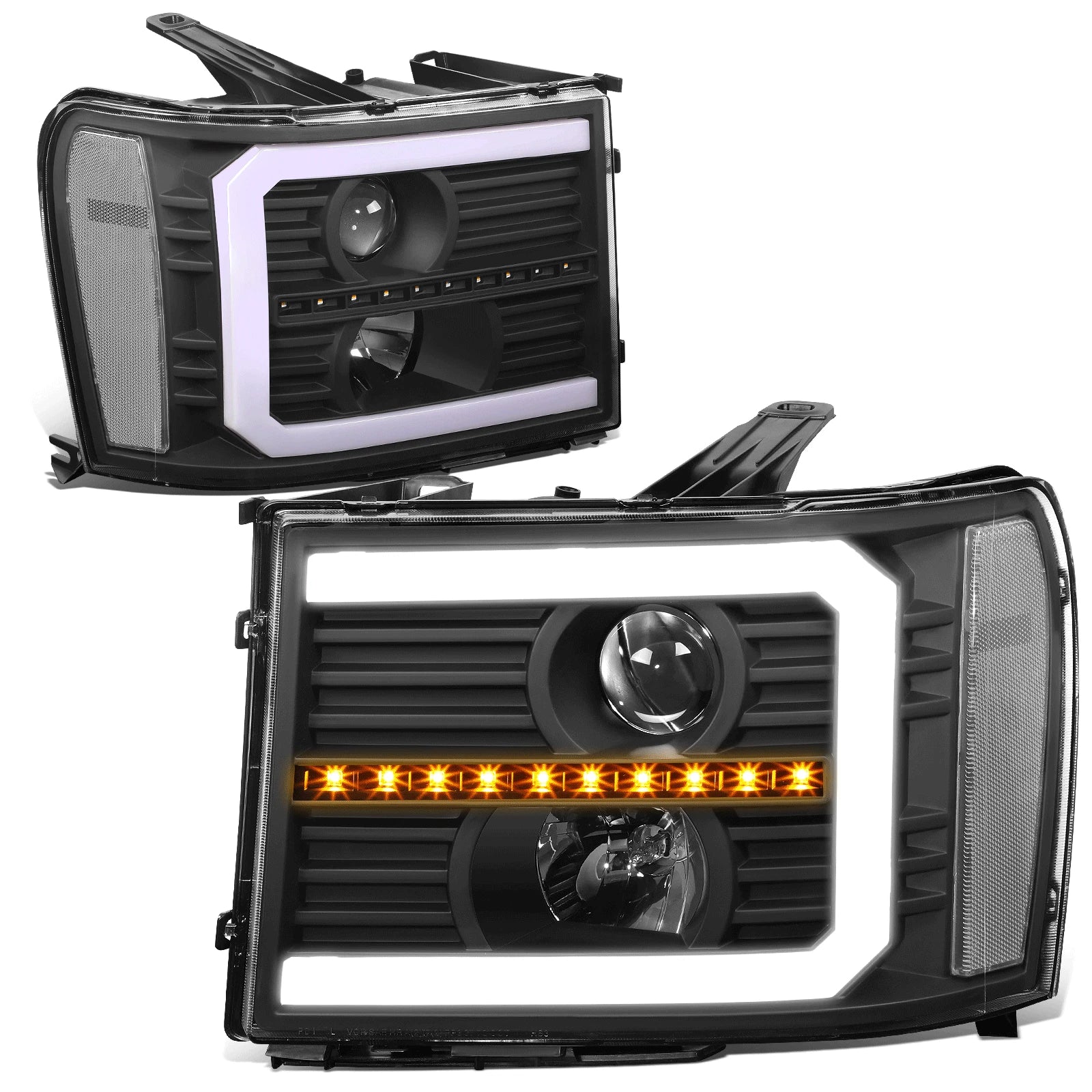 LED Projector Headlight Lamps for GMC Sierra (2007–2014) - Black