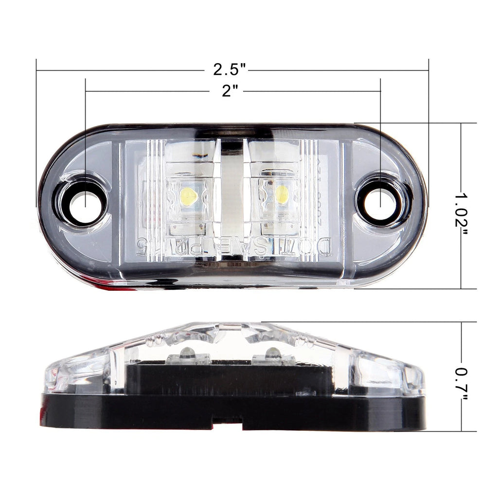 2X 2.5" Clearance White Oval LED Lamps for Trailer Pickup