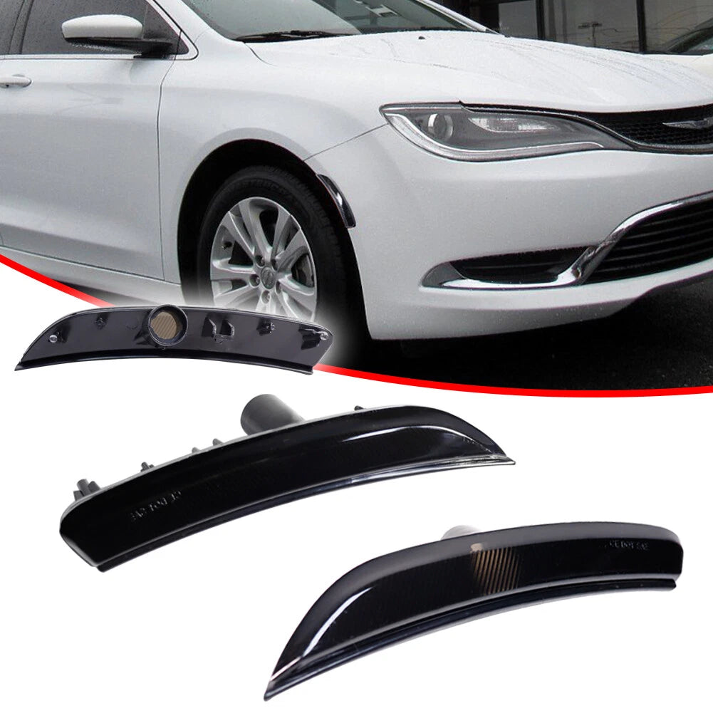 2X Smoked Lens Front Bumper Side Marker Lights for Chrysler 200 (2015–2017)