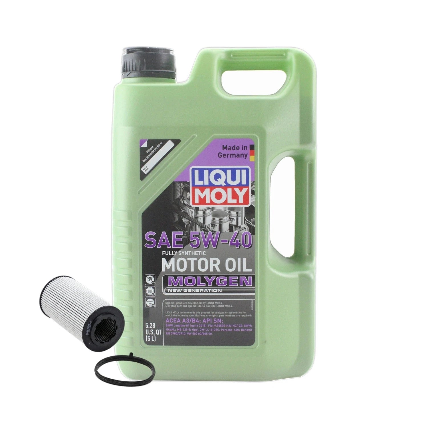 5L Liqui Moly Molygen 5W40 Oil Change Kit for Audi A4 Quattro (2009–2016)