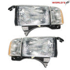 Headlight Set for Dodge Ram (1994–2002) Crystal Fresnel Lens Chrome