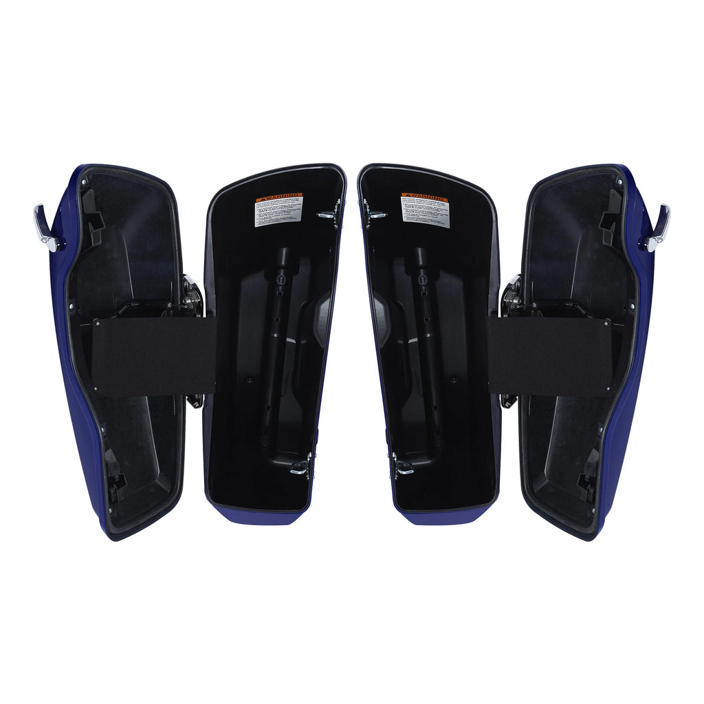 4" Stretched Saddlebags for Harley Touring (2014–2023) Zephyr Blue/Black Sunglo