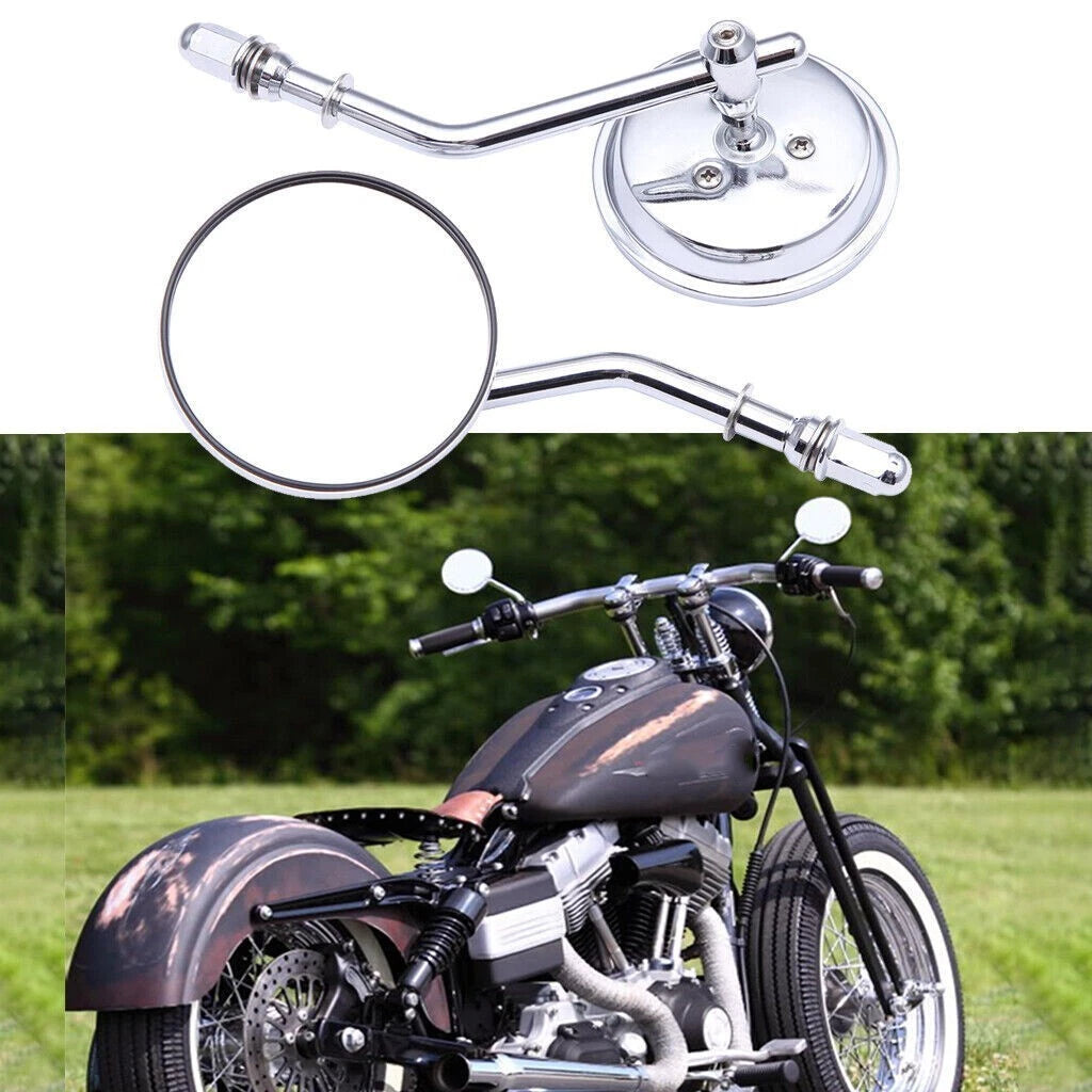 Chrome Round Motorcycle Mirrors for Harley Street Glide, Dyna, Softail, Road King