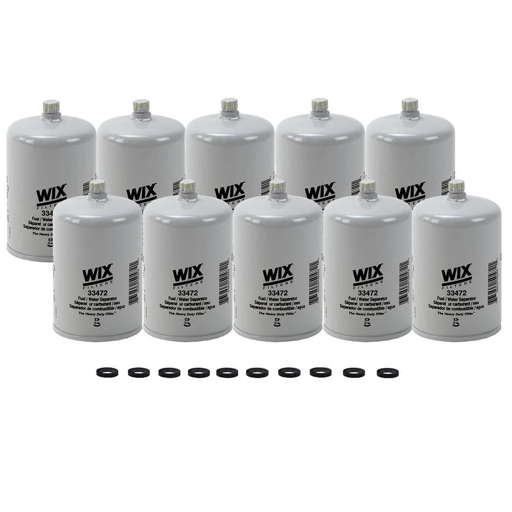 Set of 10 Wix 33472 Fuel Water Separator Filters for Heavy Duty Vehicles
