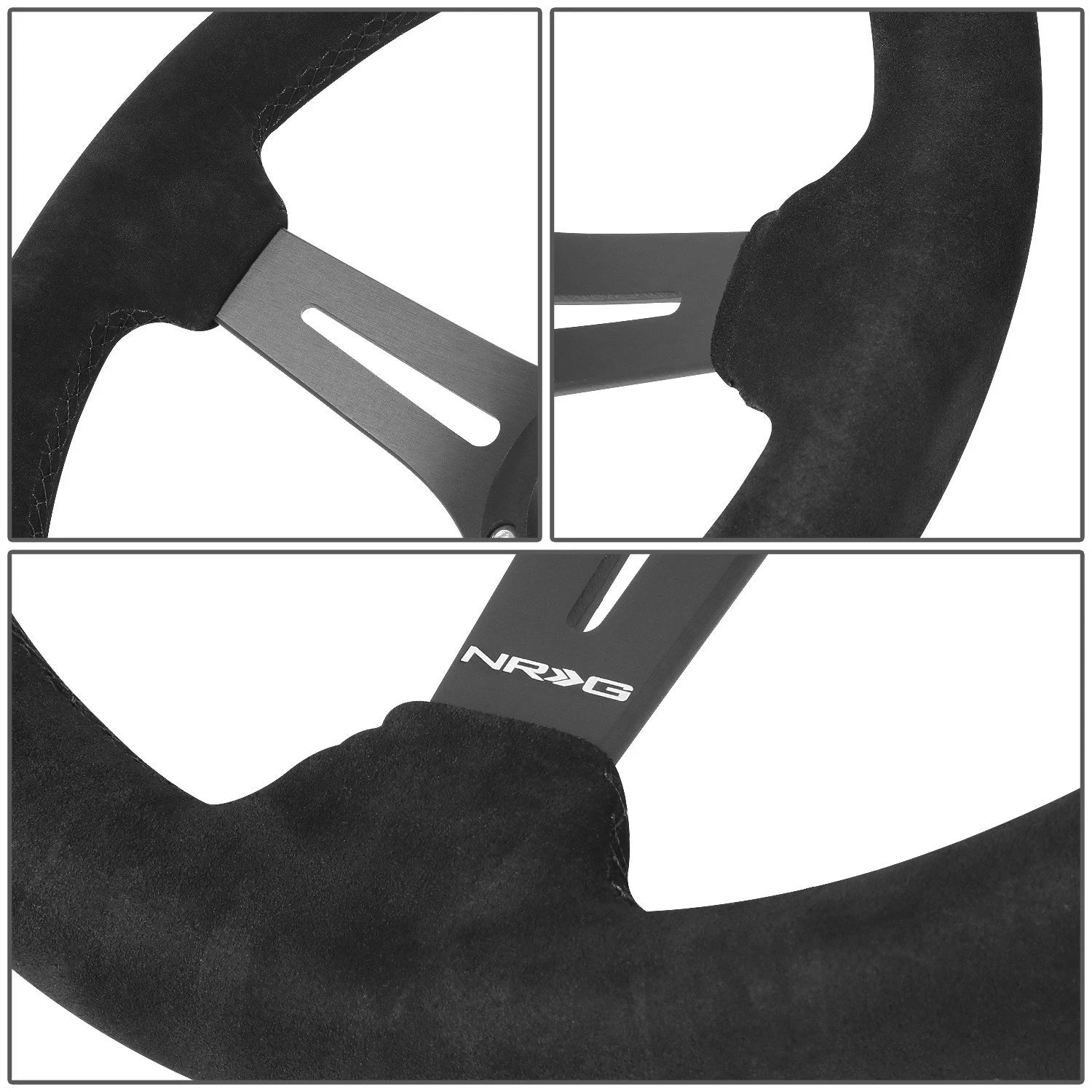 NRG RST-030S-BK Steering Wheel for Universal Fit (350mm, 2.5" Deep, Suede)