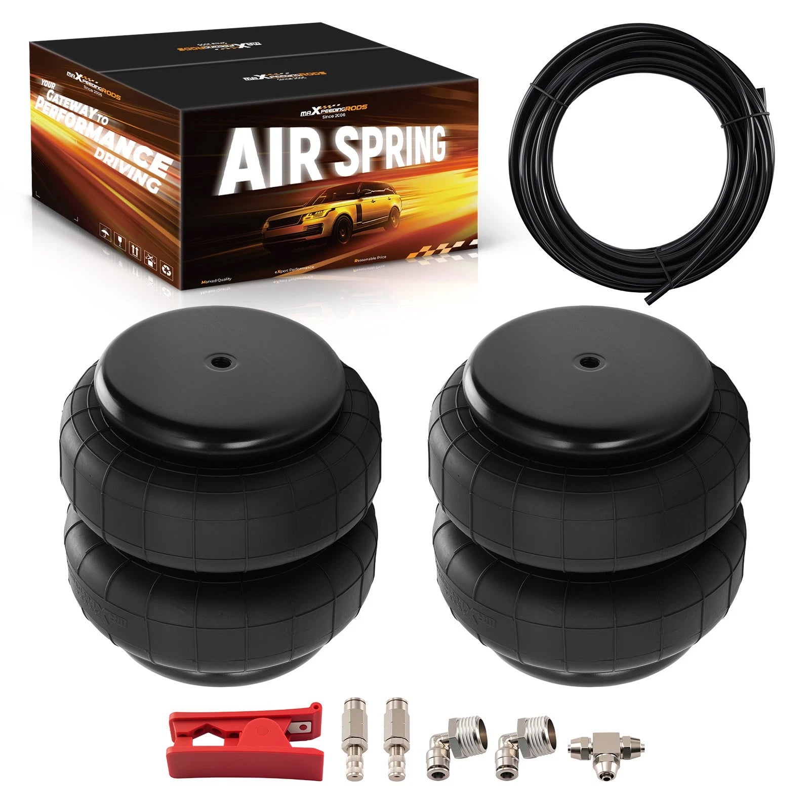 Pair of Air Suspension Bags for 2500 lb Vehicles (1/2" NPT)