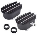 Finned Oval Black Aluminum Valve Cover Breather & PCV Valve Combo Kit for