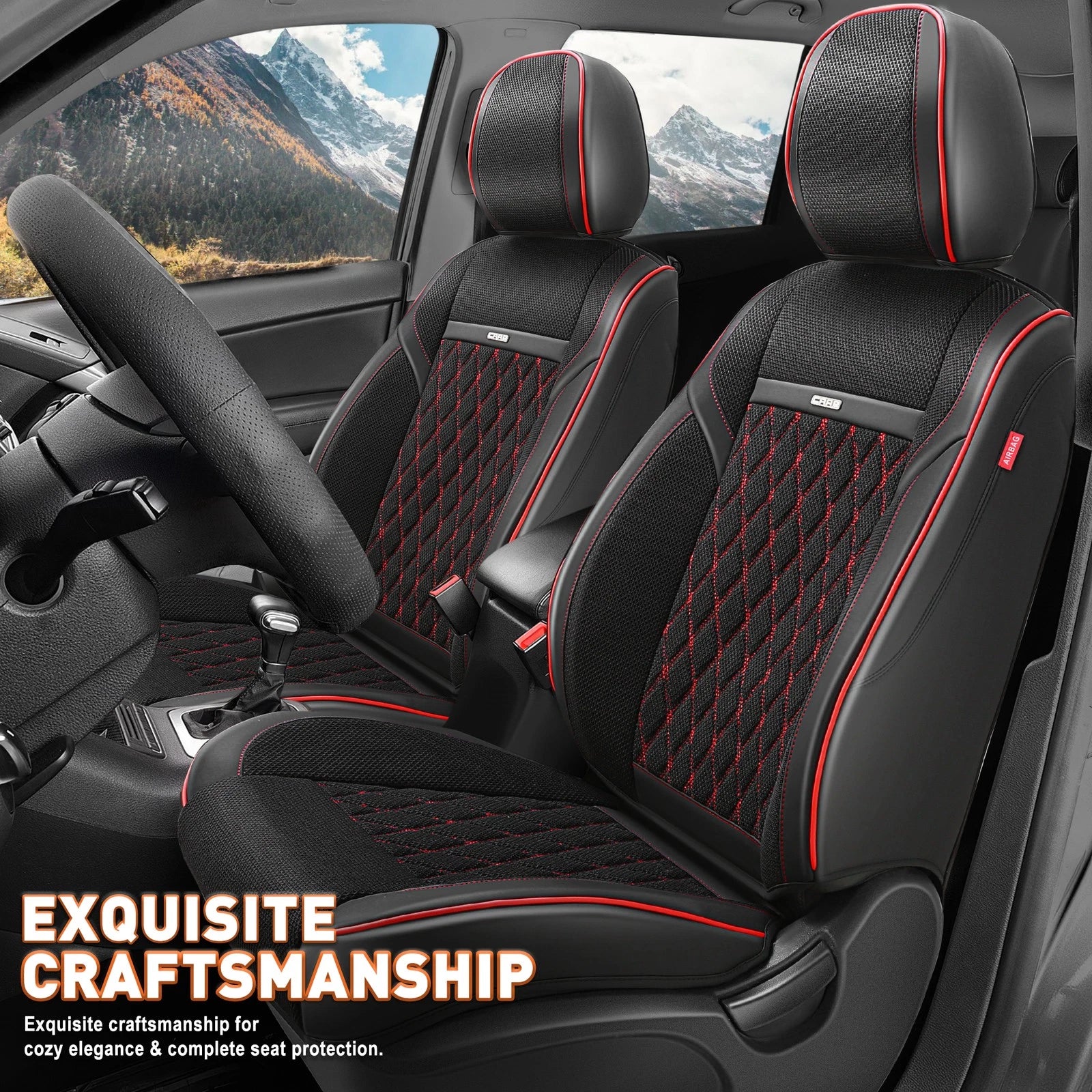 Front Row Bucket Seat Cover Cushion Protector for Universal Vehicles