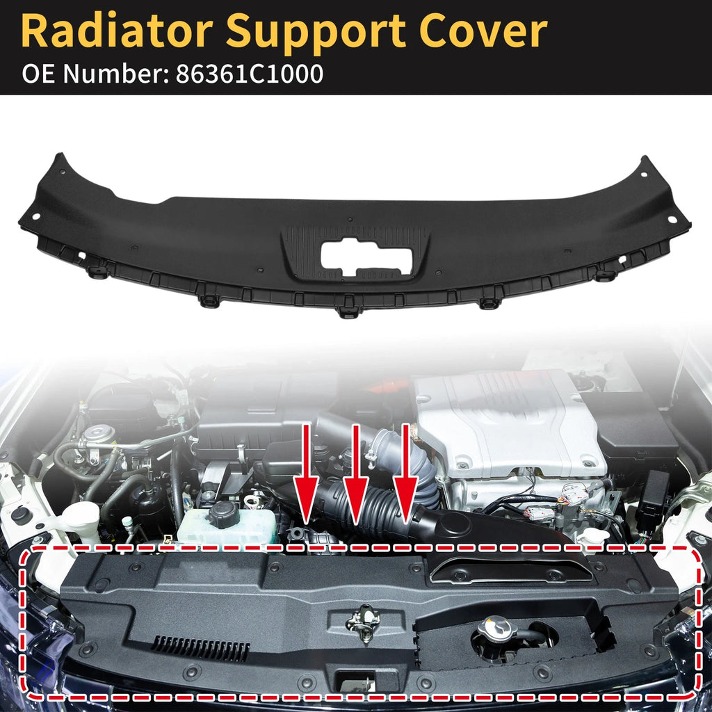Radiator Support Cover for Hyundai Sonata (2015–2019) No. 86361C1000 ABS Black